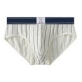 thumbnail image 2 of sunsanly Men Casual Briefs Vertical Striped Pattern Elastic Wide Waistband Mid-rise Panties 3D U-convex Breathable Stretchy Underwear, 2 of 8
