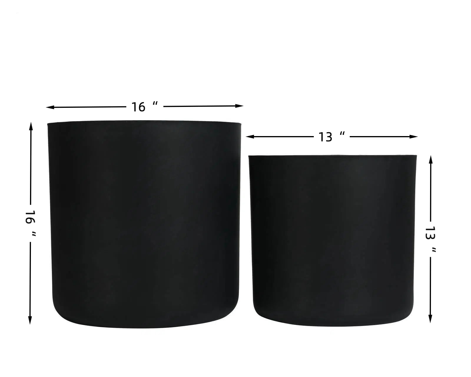 Concrete Planter, 2 Pack Round Flower Pot with Drainage Hole for Garden Balcony Patio Yard, Black