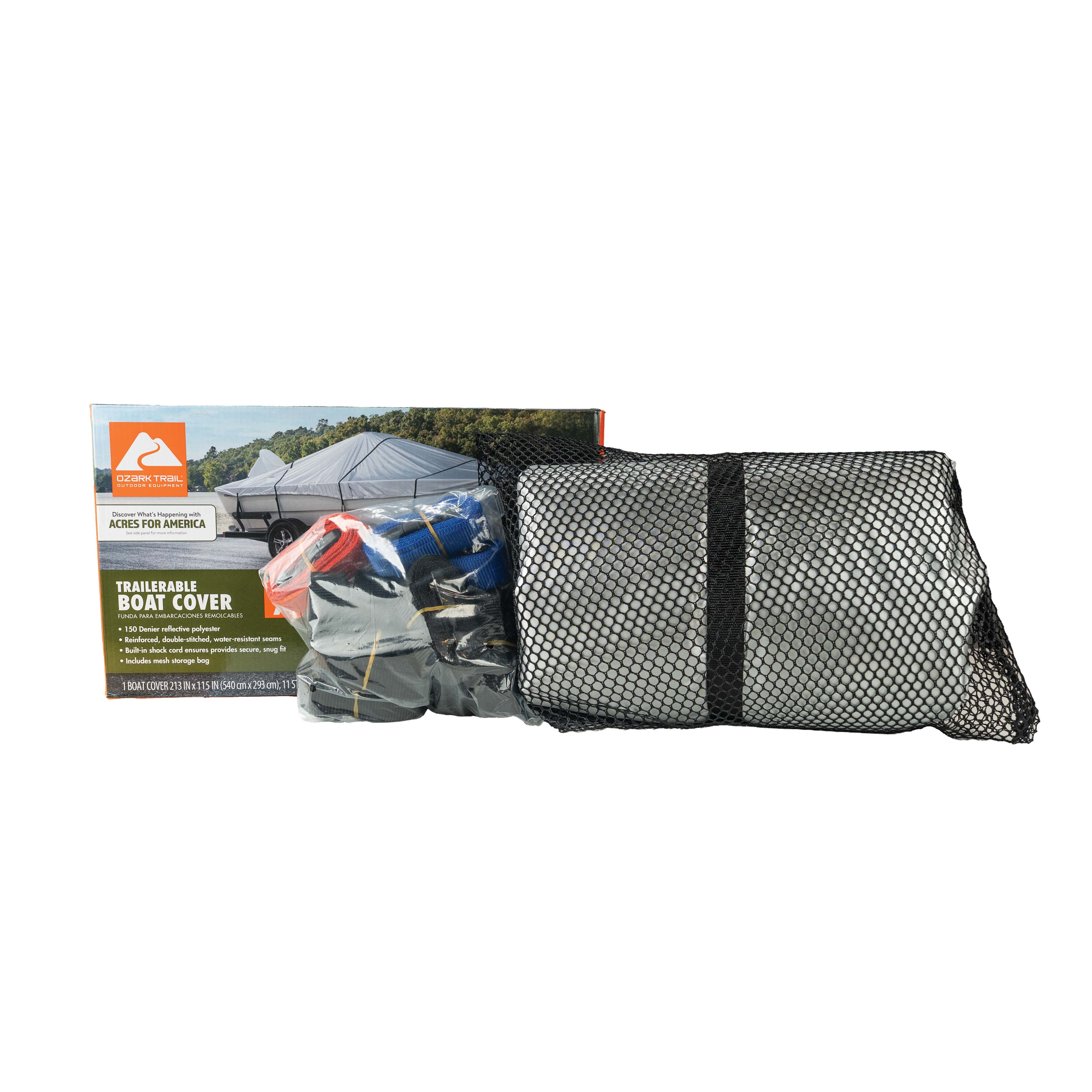 Ozark Trail Trailerable Boat Cover for Boats up to 17 ft 9 in, Fits Beam Widths up to 115 in