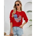 thumbnail image 2 of American Flag Graphic Sweaters for Women 4th of July Crew Neck Heart Sweater Long Sleeve Casual Knit Pullover Sweater Shermie, 2 of 4