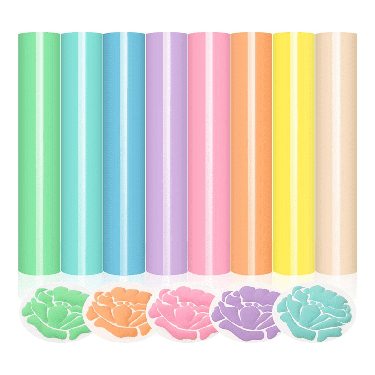 16x Transfer-8 Colors 3D Puff HTV Heat Transfer Vinyl 30X25cm Pastel Colored Puffy Iron-on T-Shirt