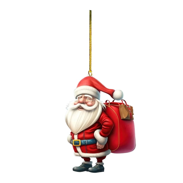 Adorno navideño de Papá Noel | Decoración colgante de acrílico de doble cara para árbol, coche, bolso y teléfono | Decoración y regalo festivo