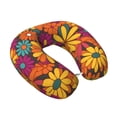 thumbnail image 2 of U-Shaped Pillow 11.8×9.8in With Pillow Core Comfortable Soft Invisible Zipper For Daily Travel Driving Office Groovy Flowers (25), 2 of 8