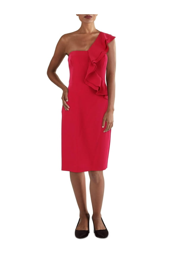 Womens Knit One Shoulder Cocktail And Party Dress