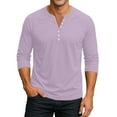thumbnail image 2 of Lumtrix Men's Long Sleeve Baseball Solid T-Shirts Henley Shirts for Men Casual Cotton Sport Athletic Jersey Tee Tops Light Purple M, 2 of 8