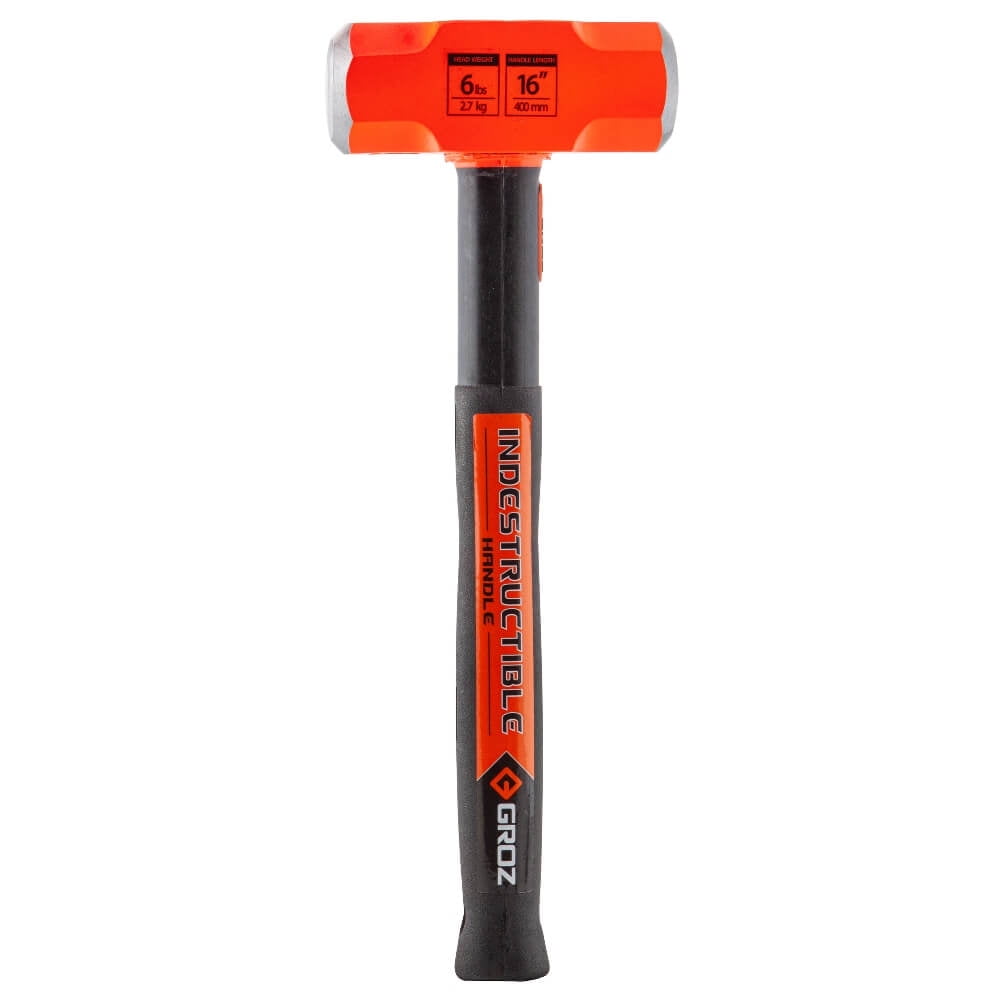Groz 6 lb Sledge Hammer with 16" Indestructible Steel Handle