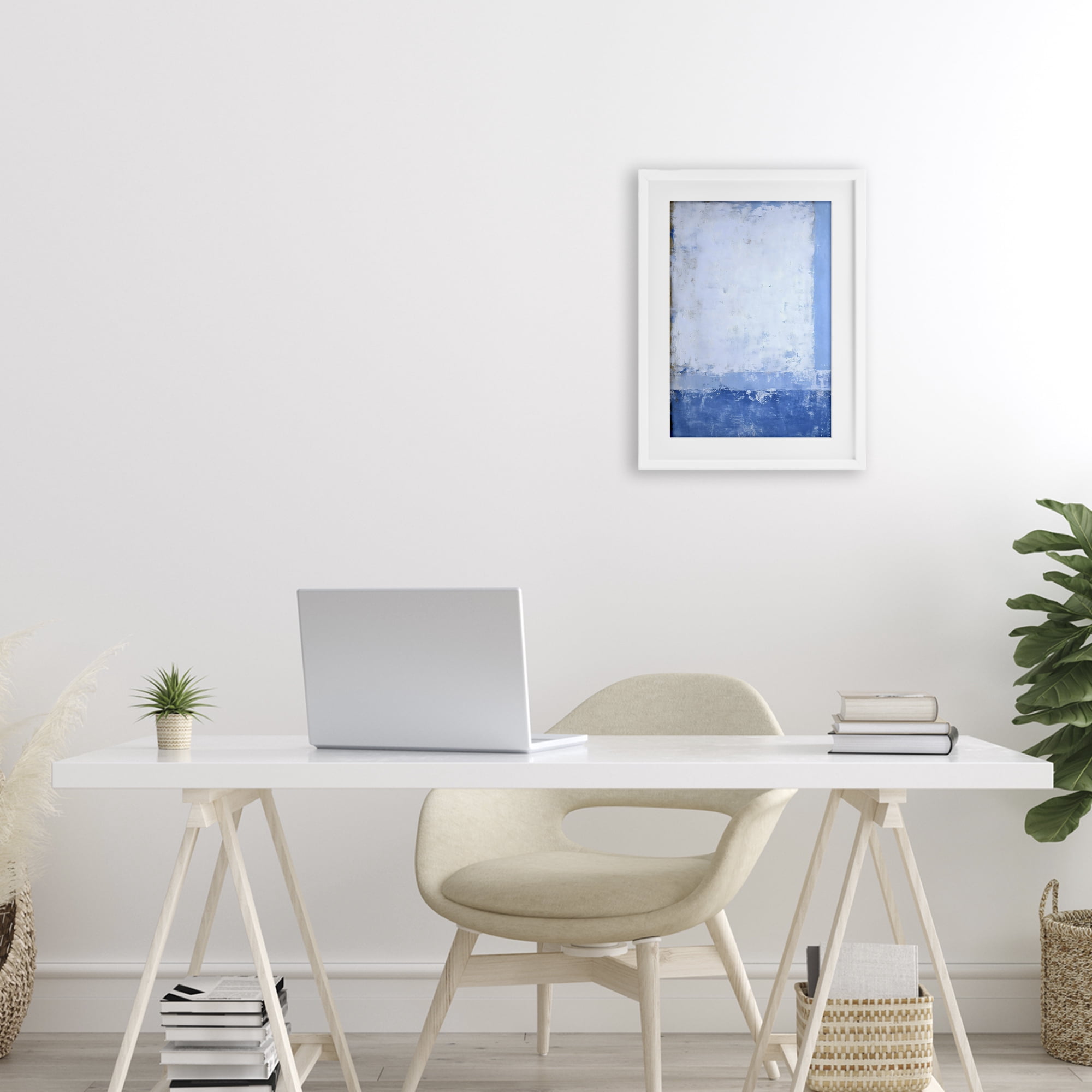 Stupell Industries Blue & White Abstract White Framed Print Under Glass, design by Gina Kelly