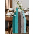 thumbnail image 4 of ERUNPONLY Aqua Grey Table Runner - 72 Inch Long Vintage Stripe Farmhouse Wood Grain Ombre Cotton and Linen Blended Dress Scarves Farmhouse Table Runner for Kitchen Dining, Coffee Table, 13"x72", 4 of 8