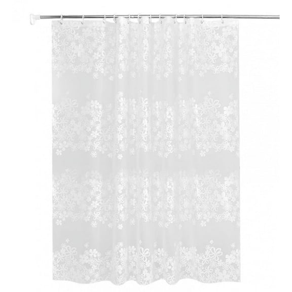 Frosted Flower Shower Curtain PEVA Waterproof Shower Liner 70.8 x 94.5 inch with Grommet Hooks