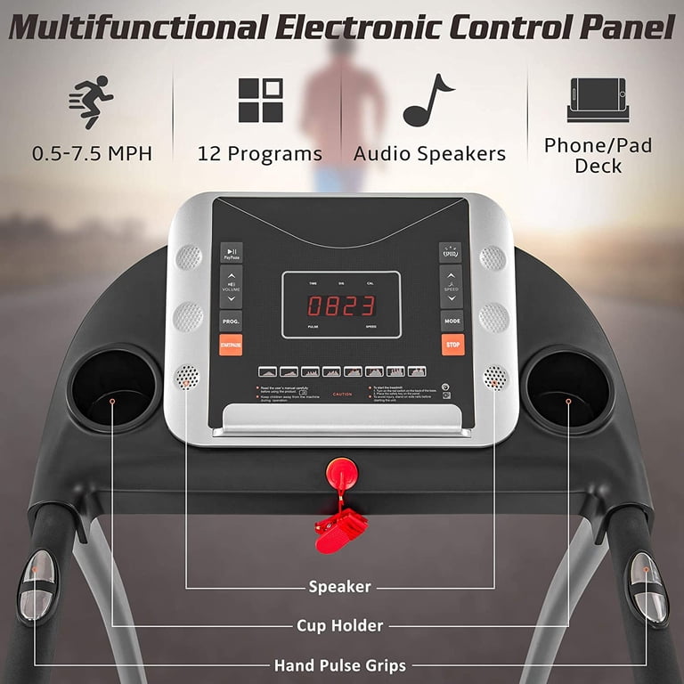 Merax Portable Folding Treadmill - 7.5MPH, 300 LBS Capacity, 15% Incline, Bluetooth, Home Fitness