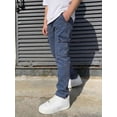 thumbnail image 5 of Wrongduck Men's Elastic Waist Cargo Jeans Stretch Denim Pants with Drawstring Relaxed Straight Fit Casual Streetwear Denim Trousers with Multiple Pockets, 5 of 6