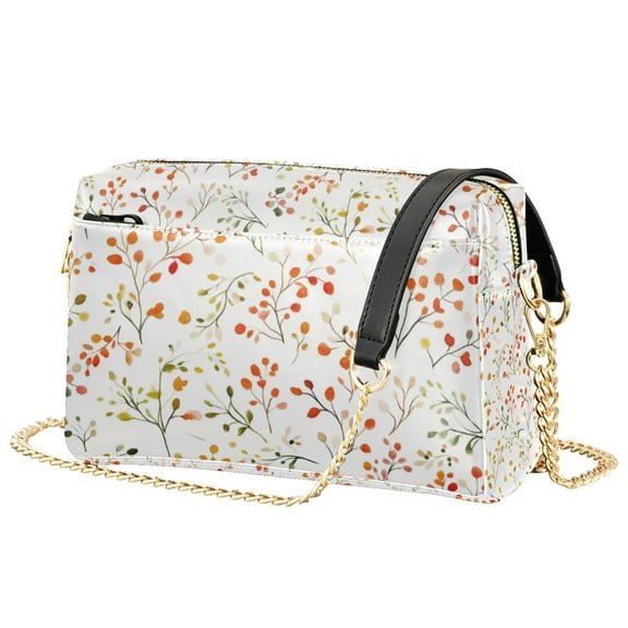 FORMRS Women Crossbody Purse with Chain Strap Vegan Leather Shoulder Handbag, Small Floral Pattern
