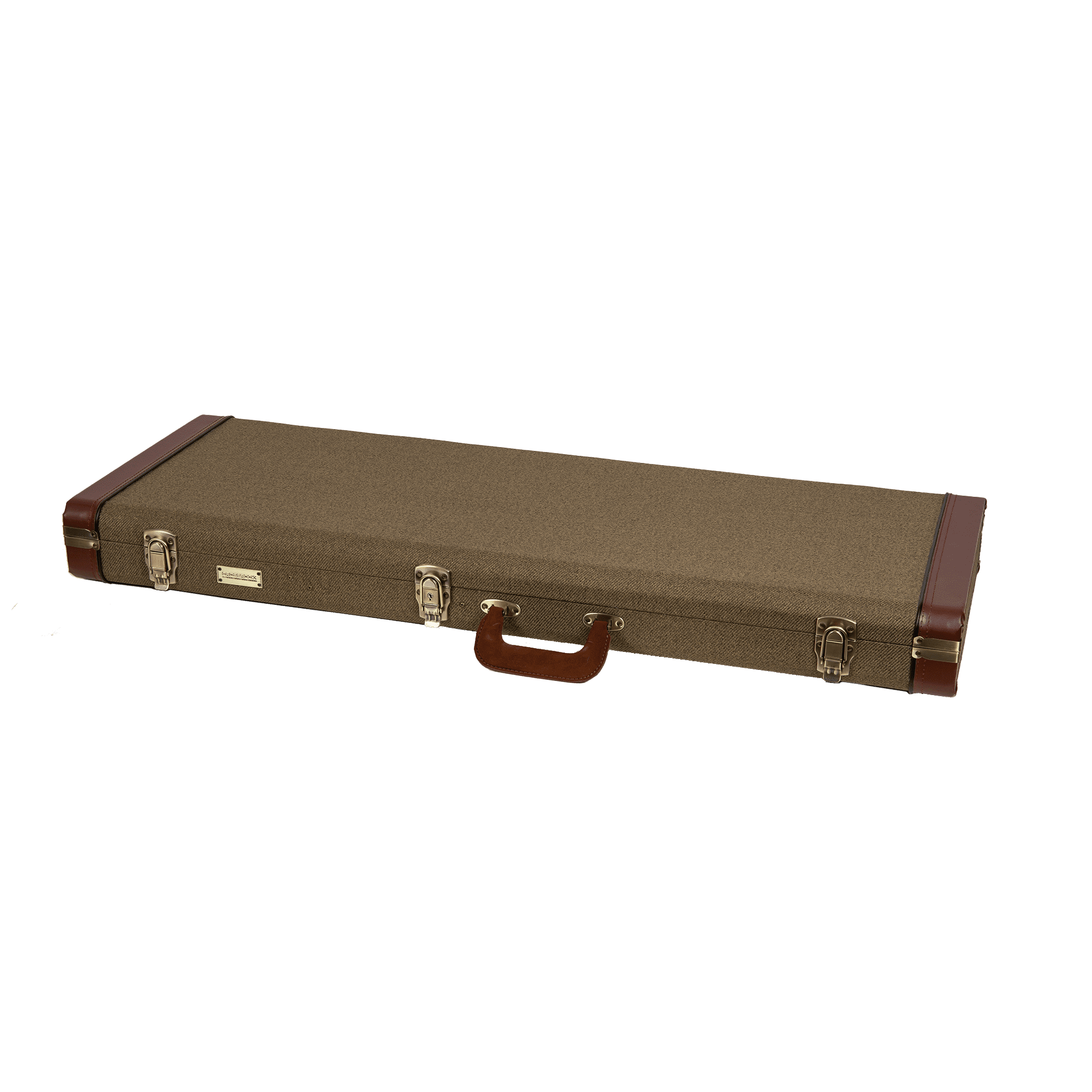 Crossrock Master Series - Wooden Telecaster&Stratocaster Electric Guitar Case - Security Lock, Genuine Leather Handle, Reinforced Hardware, Metal Feet, Storage Space- Olive Green Tweed