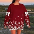 thumbnail image 4 of Women's Christmas Oversized Sweatshirt - Bow Accent Snowflake Star Pocket Hoodie, Festive Drawstring Pullover for Holiday Parties/Daily Wear, 4 of 6