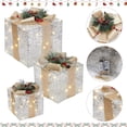 thumbnail image 3 of BENESKY Christmas Lighted Gift Boxes Set of 3, Pre-Lit Gift Present Boxes with Ribbons and Bows, Light Up Xmas Ornaments for Indoor Outdoor Christmas Tree, Home, Lawn, Yard, White & Gold, 3 of 6