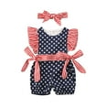 thumbnail image 1 of Baby Girls 4th of July Outfits Ruffled Romper With Headband, 1 of 5