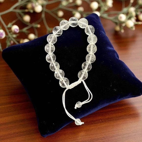 Clear Quartz Bracelet 12 mm with Adjustable Strings