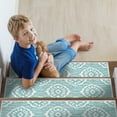 thumbnail image 3 of SussexHome Flower Design 9" X 28" Stair Treads - 70 % Cotton Anti-Slip Carpet Strips for Indoor Stairs-Easy to Install Stair Treads with Double Adhesive Tape-Safe, Extra-Grip, 10-Pack-Teal, 3 of 8