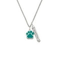 thumbnail image 2 of Delight Jewelry Silvertone Large Teal Paw Silvertone Guardian Angel Bar Charm Necklace, 23", 2 of 4