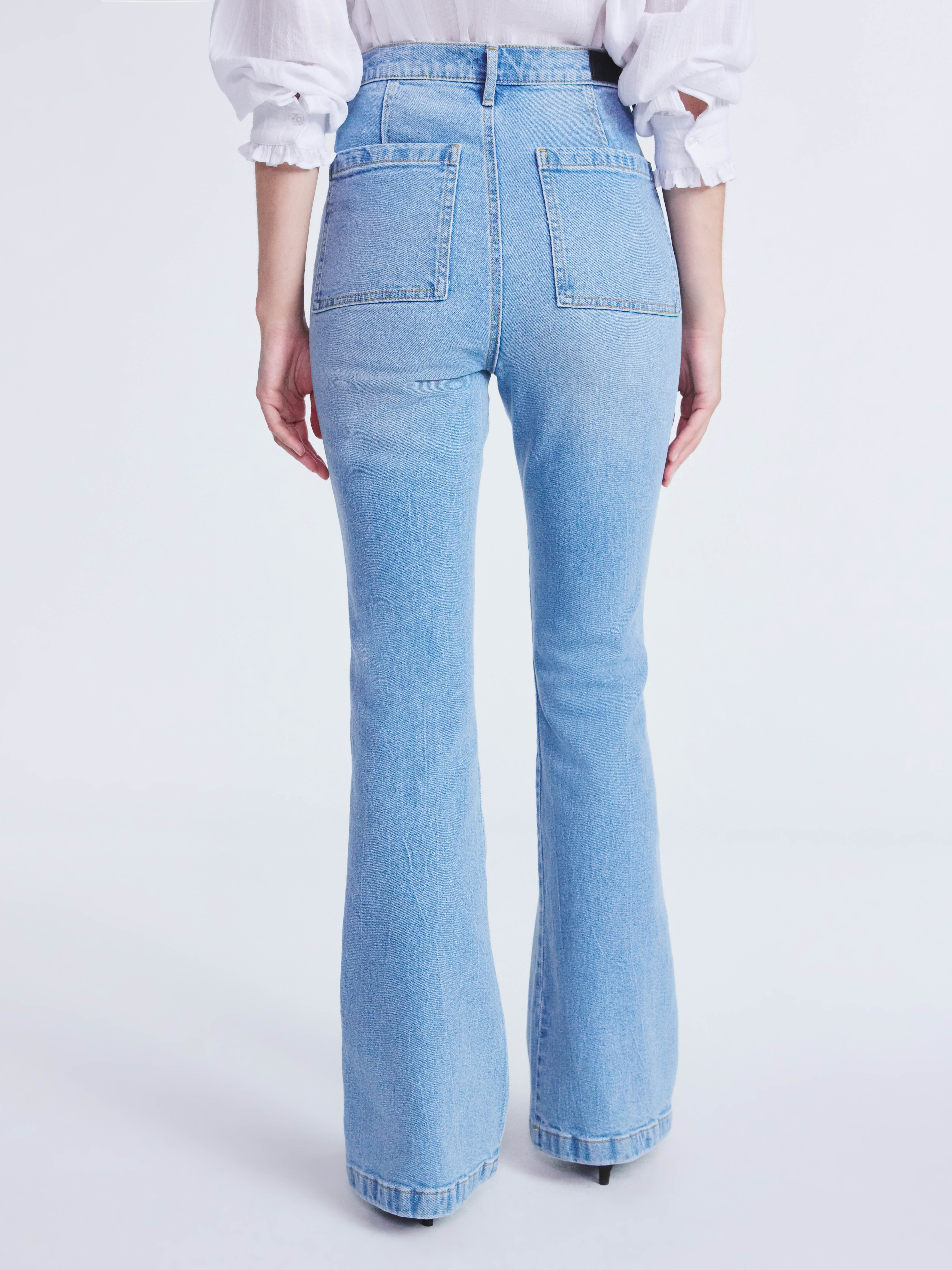 Scoop Women's High Rise Denim Trousers with Patch Pockets, Sizes 0-20