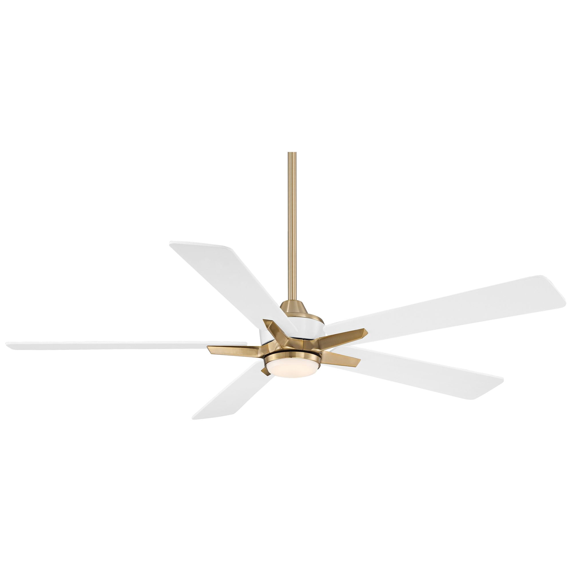 Casa Vieja 52" Vegas Nights Modern Indoor Ceiling Fan 5 Blade LED Light Remote Control Soft Brass Finish White Wood Blades Bedroom