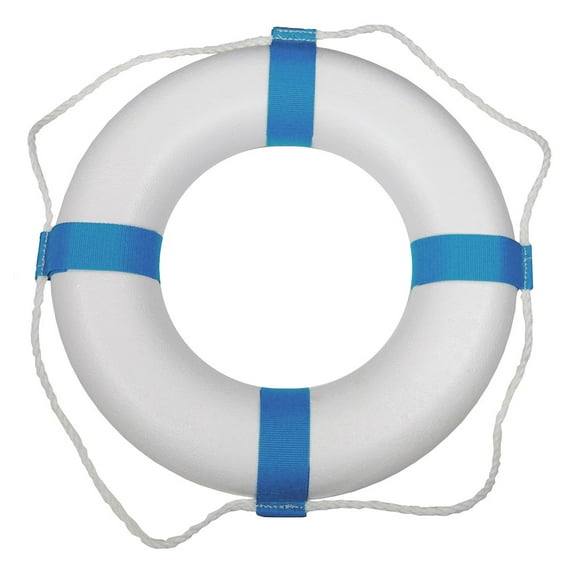 20" White and Blue Decorative Ring Buoy