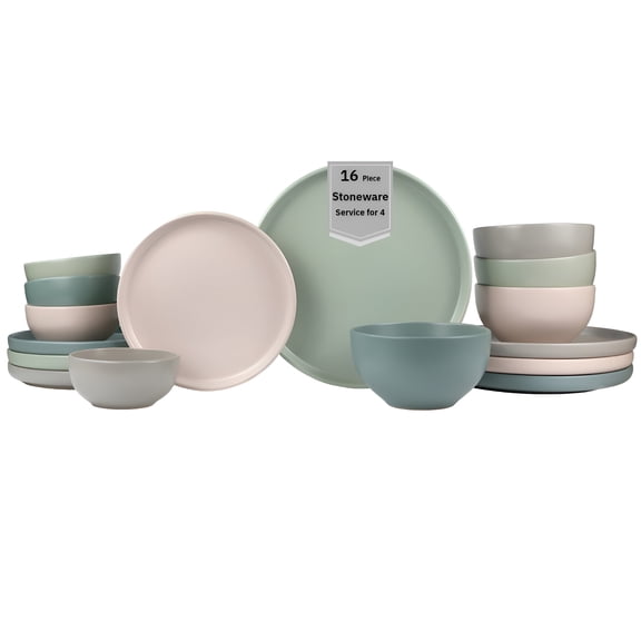 Sango Rollo Artist's Blend Stoneware Dinnerware Set, 16-Pc, Service for 4