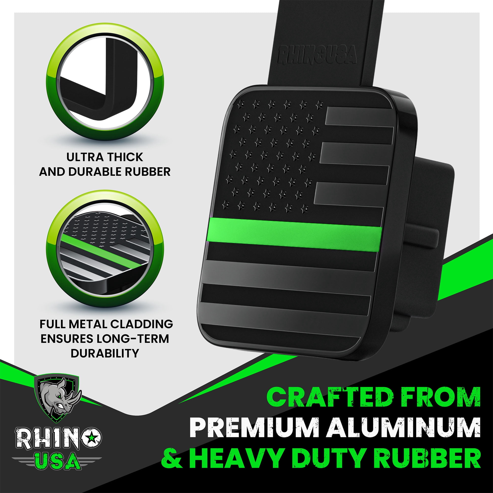 Rhino USA American Flag Trailer Hitch Cover for 2 Inch Receivers - Protects Tow Hitch Covers From Dust, Water, Mud and Snow - Ultimate Hitch Covers for Trucks, Jeep, Tacoma, Ford, GMC & more!