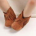 thumbnail image 4 of Baby Girls Cowboy Tassel Boots with Side Zipper Moccasins Non Slip Newborn Infant Booties Suede Toddler First Walker Shoes, 4 of 6
