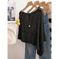 thumbnail image 3 of Top Tejido Calado Negro Con Cuello Barco Y Mangas Cortas, 3 of 30