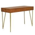 thumbnail image 5 of SAFAVIEH Pine Solid Mid-Century 2 Drawer Desk, Natural/Gold, 5 of 10