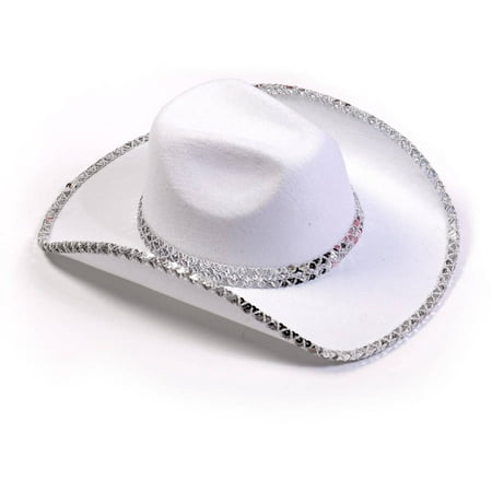 Sequin Adult Cowboy Hat White Halloween Accessory