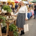 thumbnail image 3 of Agnes Orinda Women's Plus Size A Line Knee Length Flare Plaid Skirts 3X Black, 3 of 8