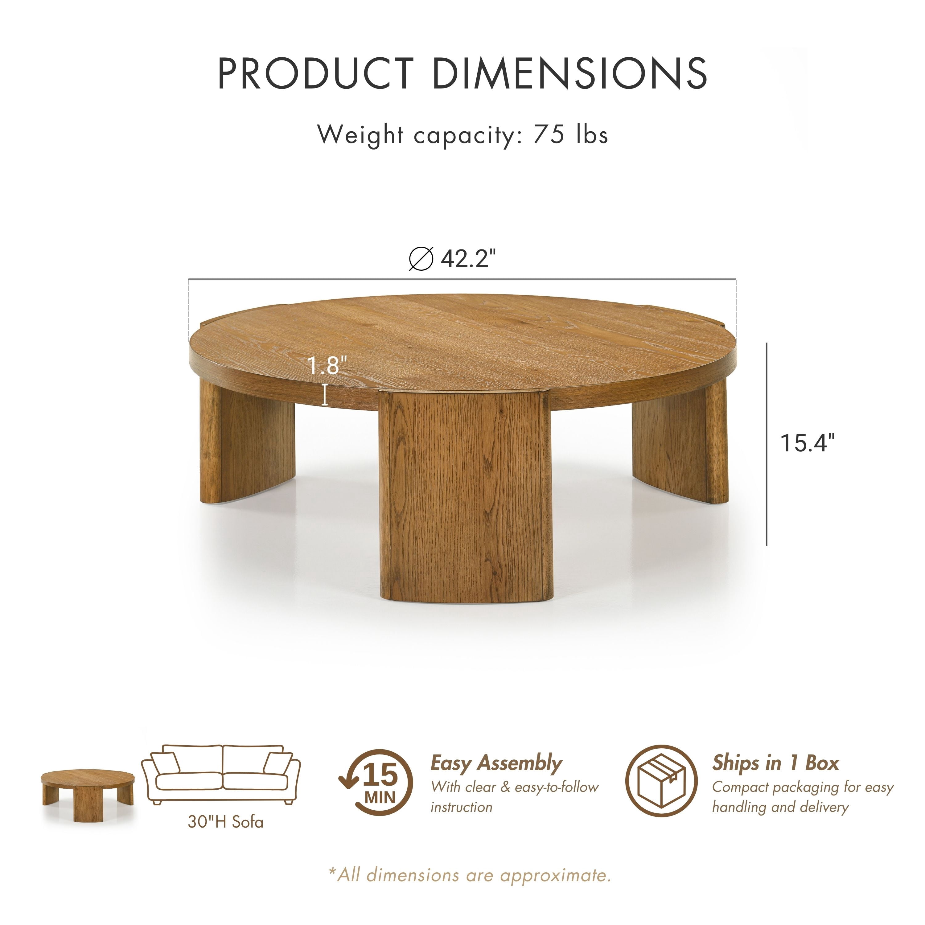 Furniture of America Honora Modern Wood 42-inch Oval Coffee Table with Plinth Base, Walnut