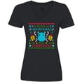 thumbnail image 3 of Inktastic I Want a Hippopotamus for Christmas Cute Ugly Sweater Women's V-Neck T-Shirt, 3 of 5