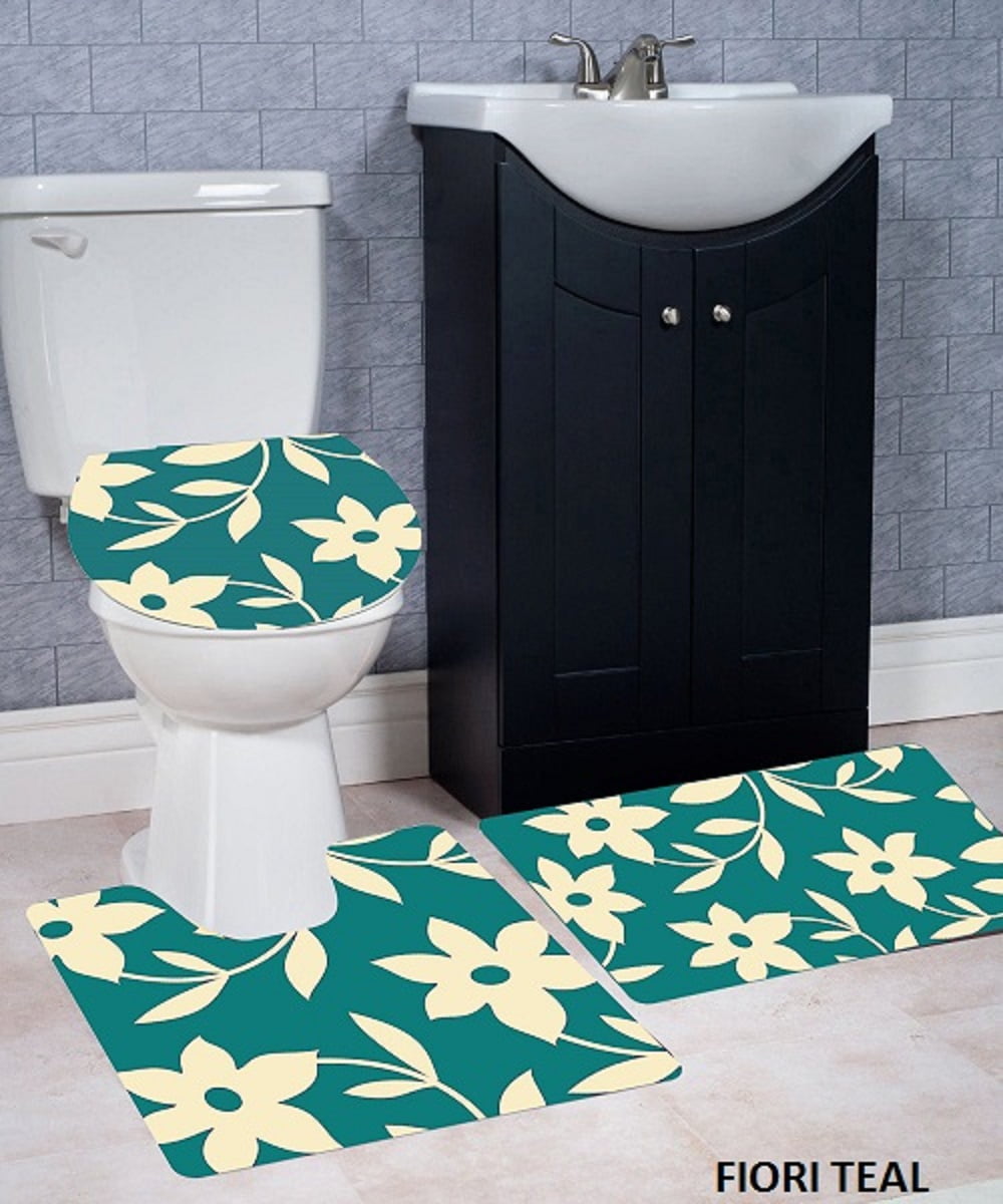 WPM 3 Piece Bath Rug Set FIORI Pattern Bathroom Rug (20"x32")/large