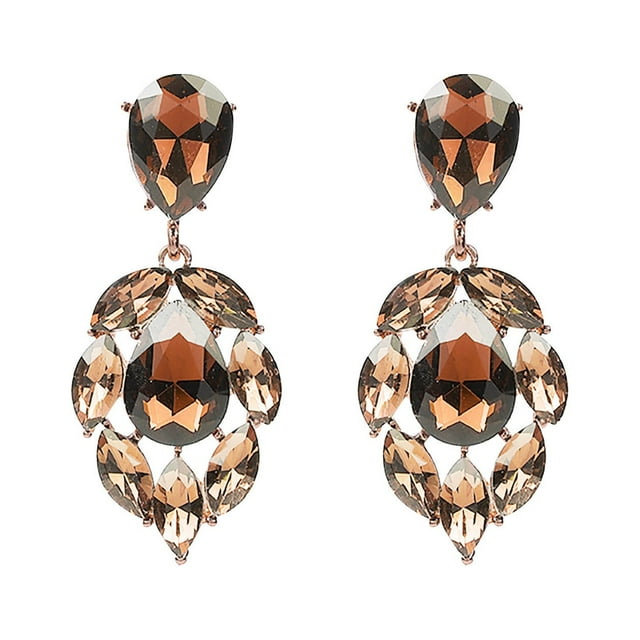 Boucles d'Oreilles Mode en Acier Inoxydable Boucles d'Oreilles Rondes Créatives pour Femmes Boucles d'Oreilles Pendantes en Cristal pour Femmes