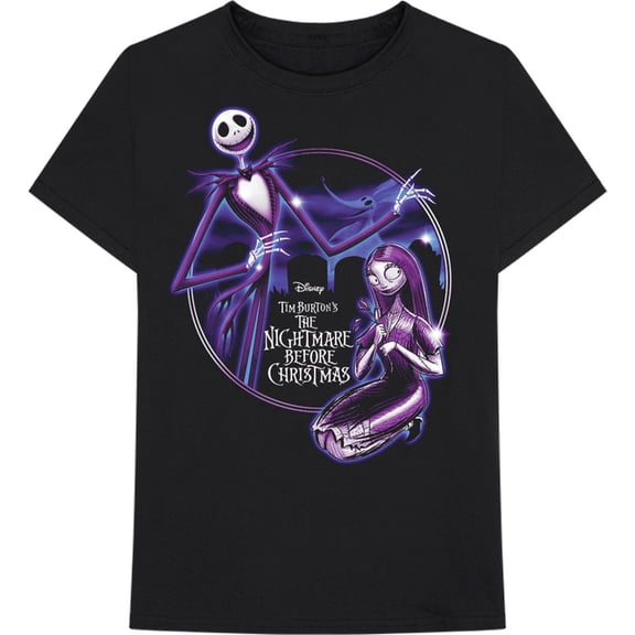 Disney Unisex T-Shirt The Nightmare Before Christmas Purple Graveyard  (Small)