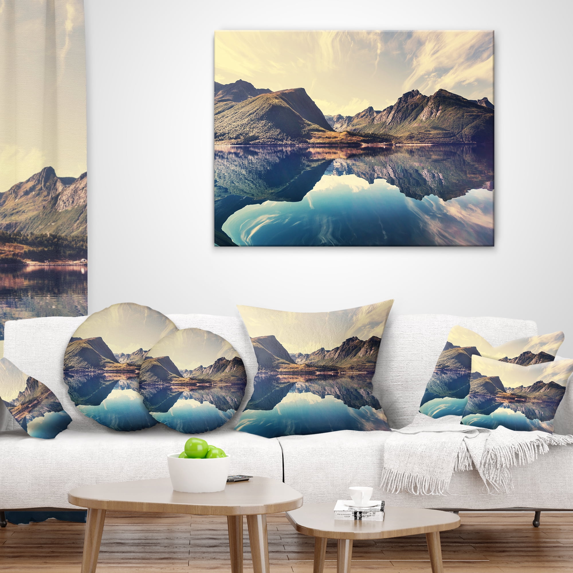 Designart Norway Summer Mountains - Landscape Photography Throw Pillow - 12x20