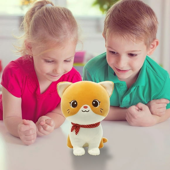 Plush White Cat Stuffed Animal, Cute Polyester Kitty Doll with Scarf, Soft Huggable Home Decoration, Birthday Gift for Boys & Girls, Realistic Eyes Design, Multi-Color Styling Options