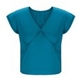 thumbnail image 4 of Camisetas para las Mujeres de Ajuste Suelto Casual Sólido V-Cuello Blusa, Moda Manga Corta Cuello Redondo Top para el Hogar Y el Uso Diario, Tela Suave, 4 of 7