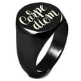 thumbnail image 1 of Sterling Silver Carpe Diem Calligraphy Engraved Round Flat Top Polished Ring, 1 of 1