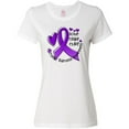 thumbnail image 3 of Inktastic Love, Care, Cure Cystic Fibrosis Awareness Purple Ribbon Women's T-Shirt, 3 of 5