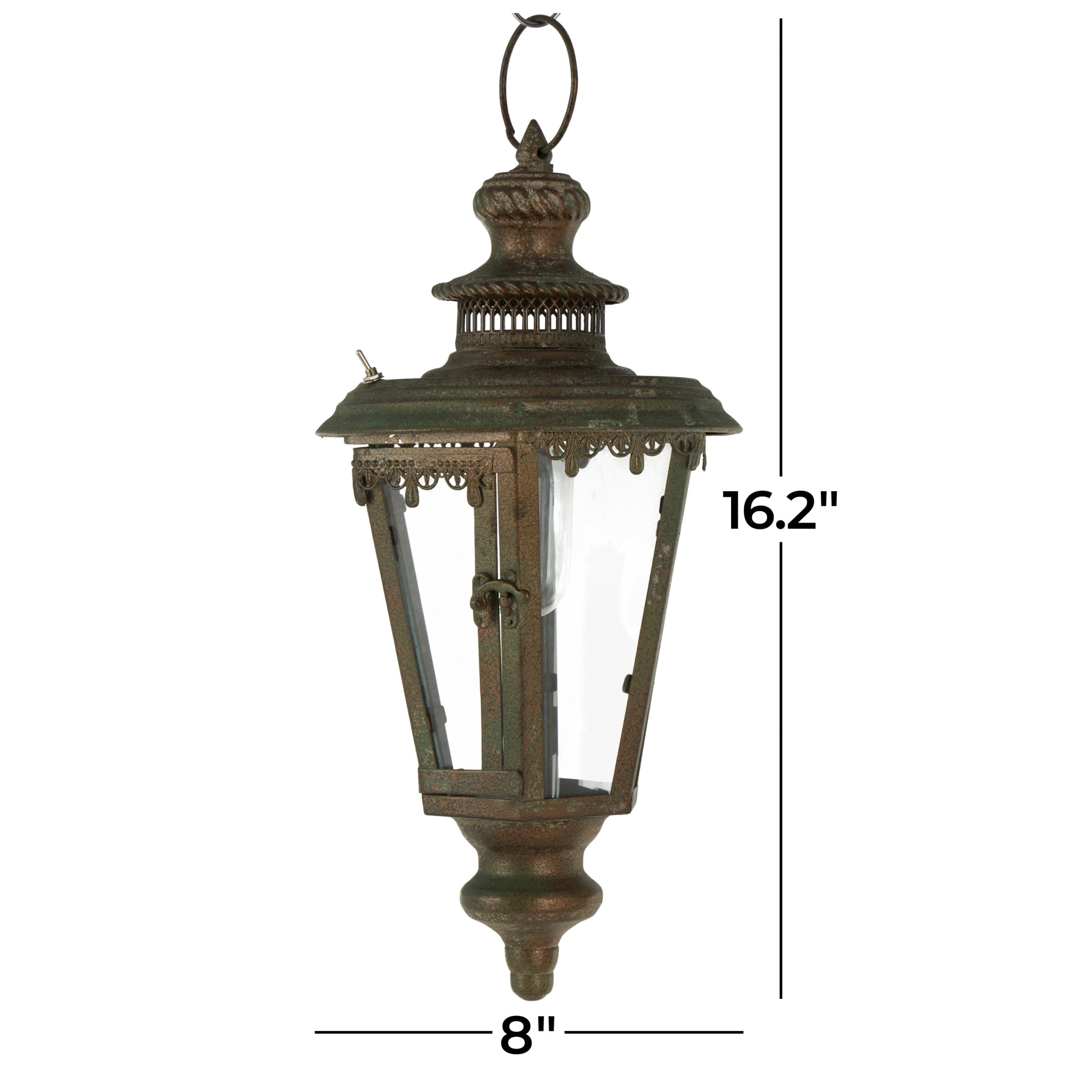 DecMode 16" Lighthouse Style Decorative Floral Brown Accent Lamp with Clear Glass Shade