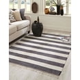 thumbnail image 1 of Unique Loom Chindi Rag Collection Hand Woven Striped Natural Fibers Navy Blue Area Rug (9' 0 x 12' 0), 1 of 2