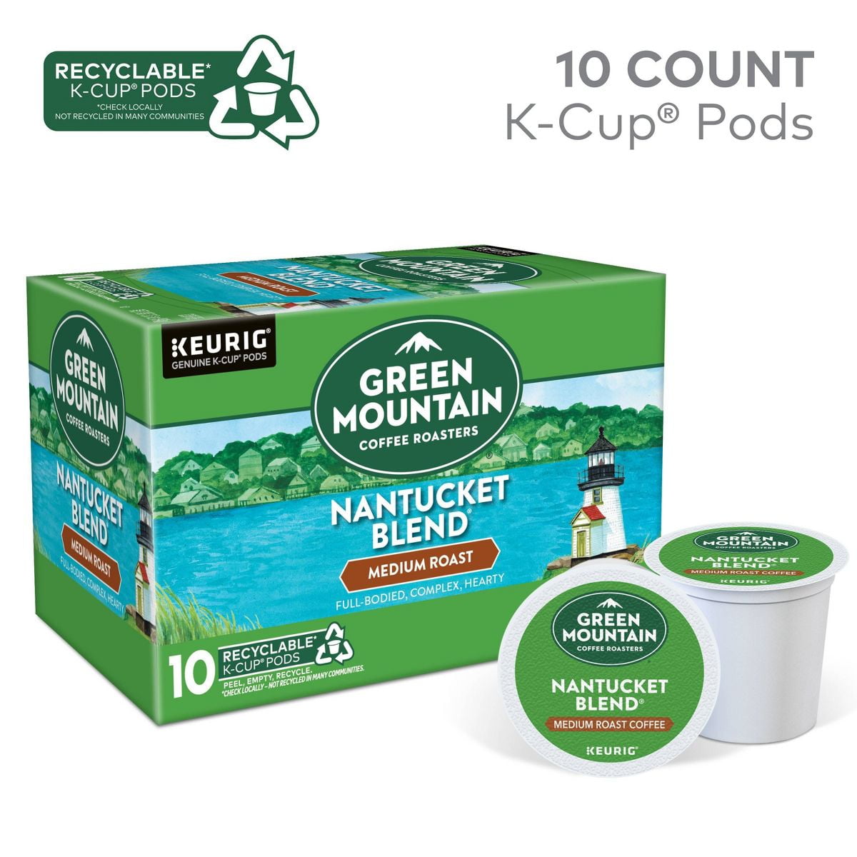 Green Mountain Nantucket Blend Keurig K-Cup Medium Roast Coffee Pods - 10ct - Pack of 2