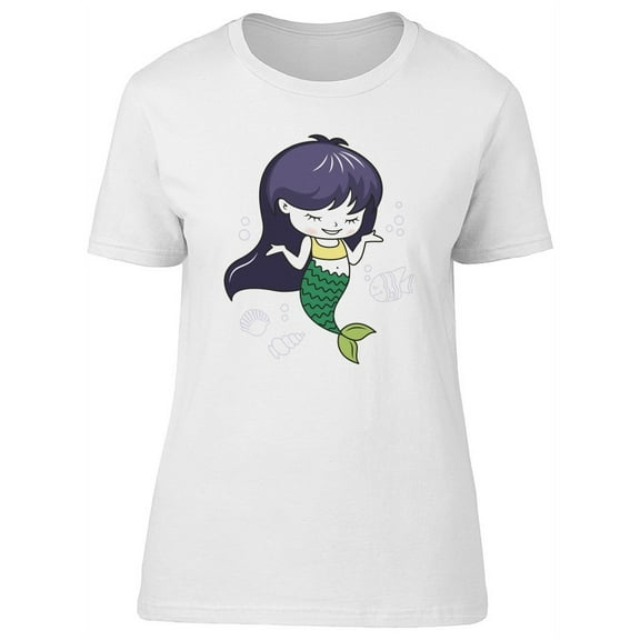 Beautiful Little Mermaid Cartoon T-Shirt Women -Image by Shutterstock, Female Large