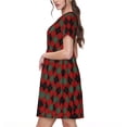 thumbnail image 2 of Easygdp Argyle Plaid para Vestido Transpirable de Mujer, Vestido Suelto de Manga Corta con Pliegues y Bolsillos para el Verano, 2 of 6