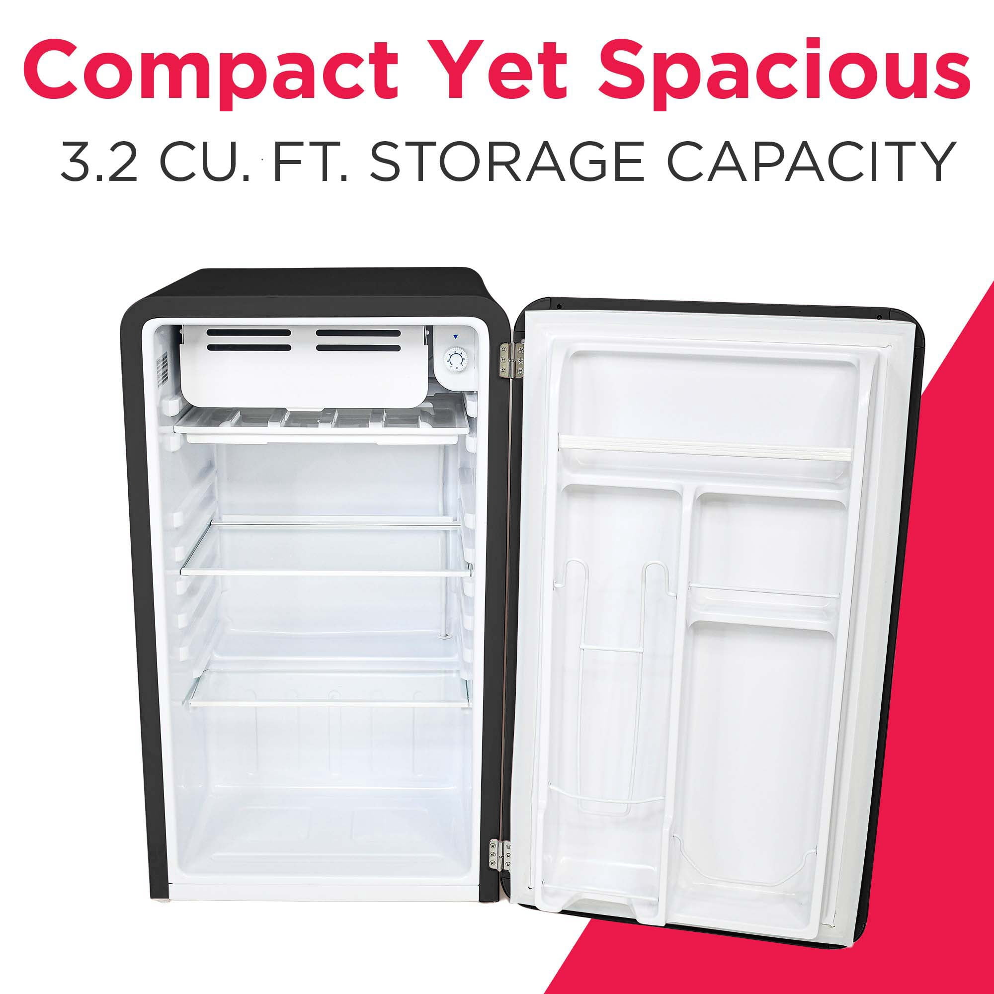 Frigidaire 3.2 Cu. ft. Retro Refrigerator, Mini Fridge with Freezer for Apartment, Dorm, Office, Bedroom, Black