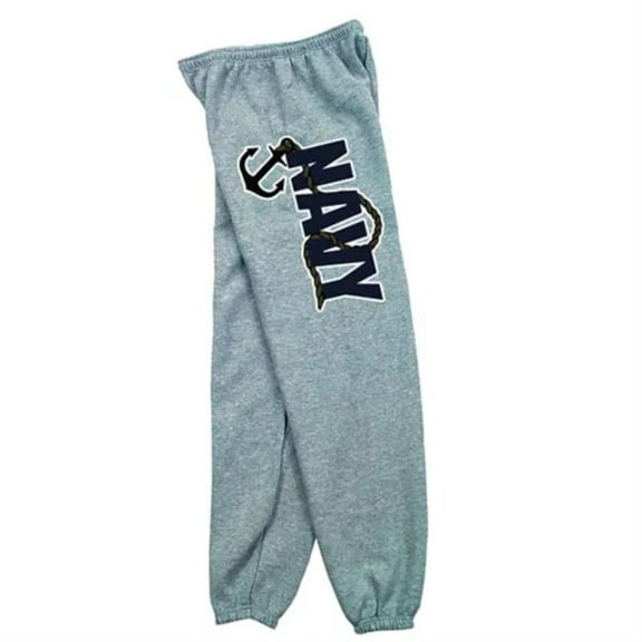 fox outdoor 64-777 xxxl mens navy with anchor logo one sided imprint sweatpant, heather grey - 3 xl